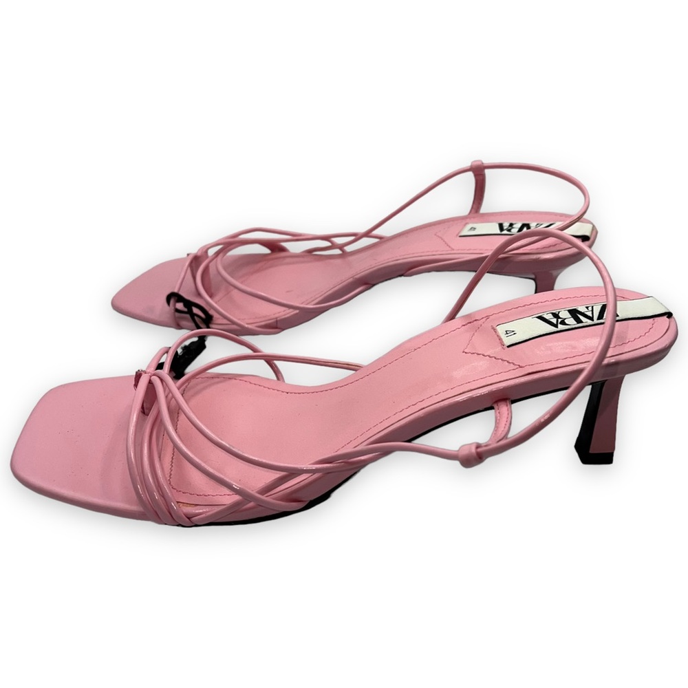 NEW Zara Pink Stiletto Sandal Women’s Strap Heels Size 7 / 37